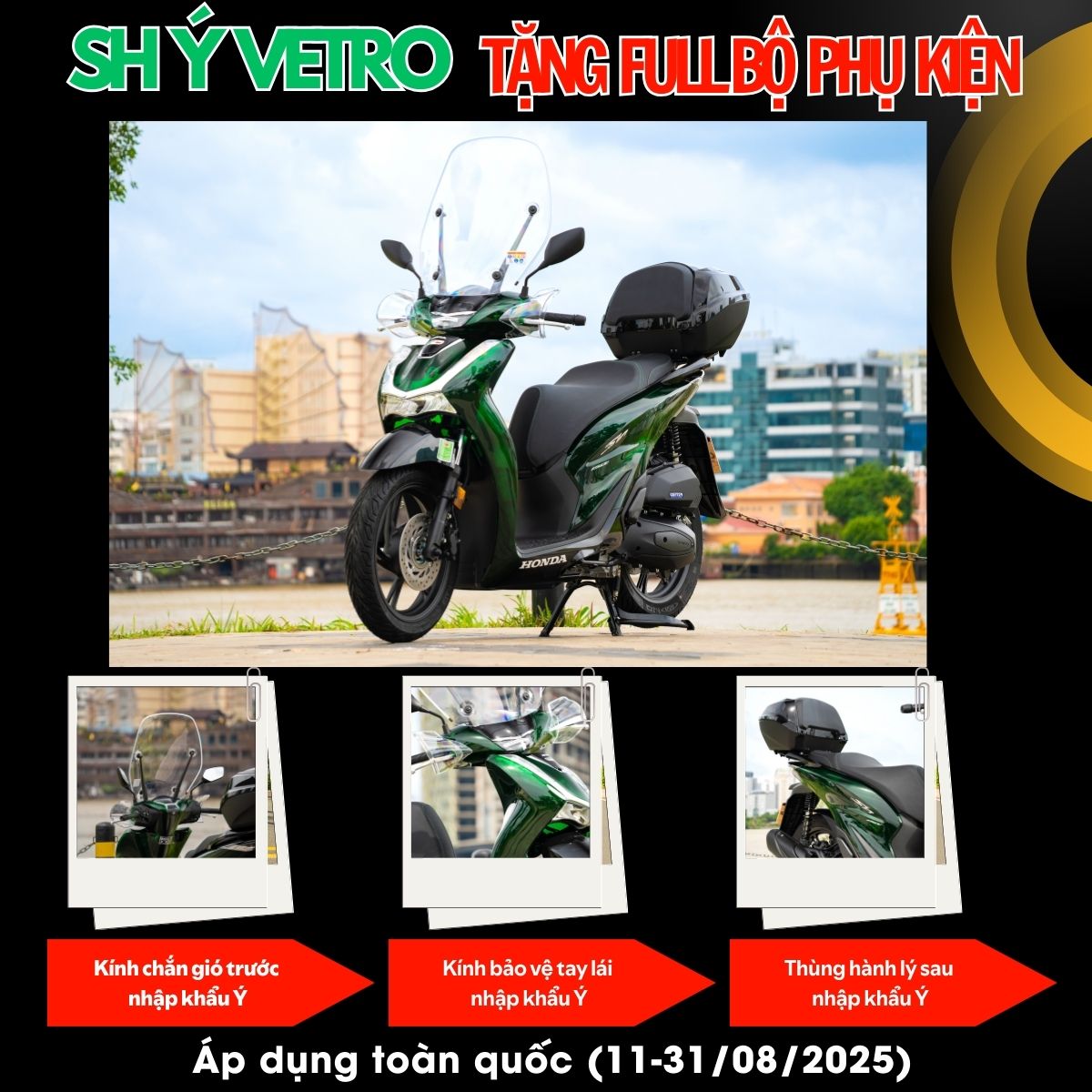 Honda SH Ý Vetro tặng bộ compo giá trị đến từ Ý